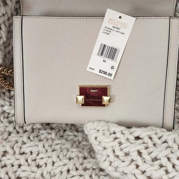 Michael Kors Light Gray Leather Shoulder Bag - Picture 1 of 2